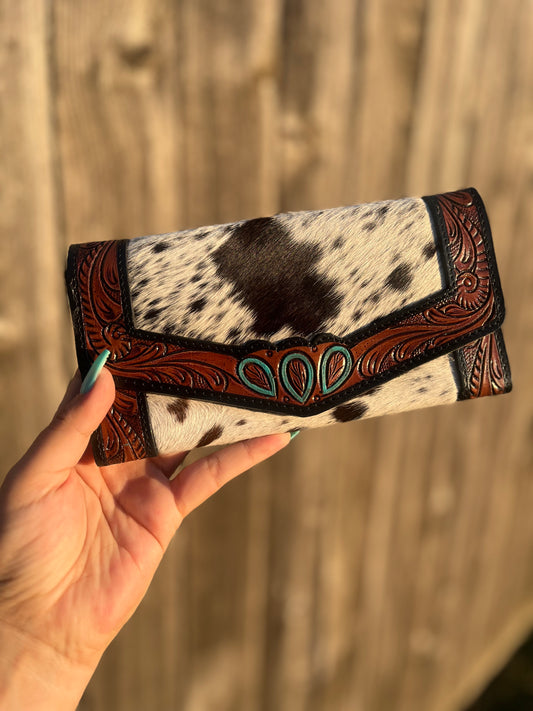 Misty Cowhide and Leather Wallet