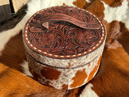 Tooled top Leather Jewelry Box