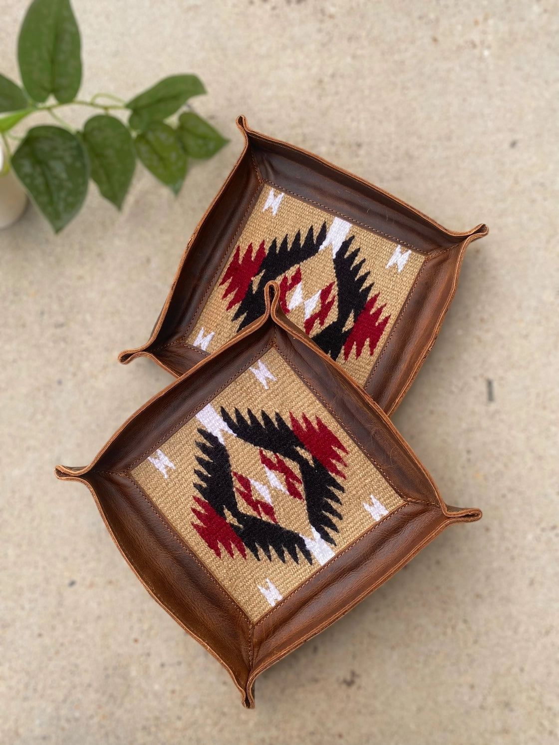 Tooled Leather Decorative Small Tray