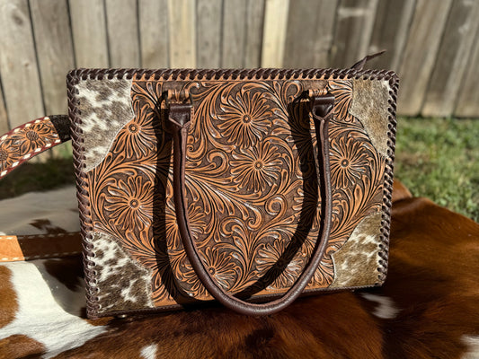 Misty Tooled Leather Large tote