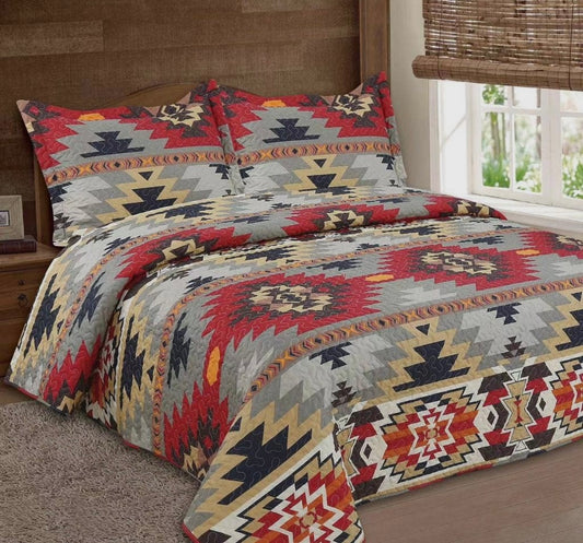 Red Aztec Quilt Set