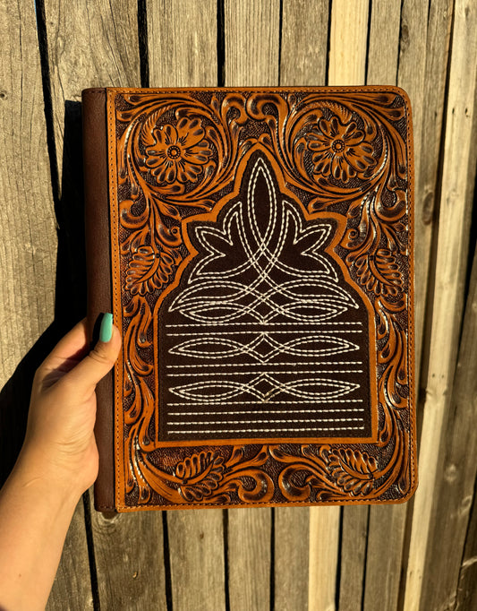 Suede Boot Stitch Leather Folder