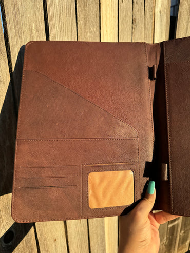 Suede Boot Stitch Leather Folder