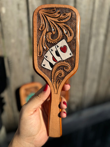 Tooled Leather Hair Brush