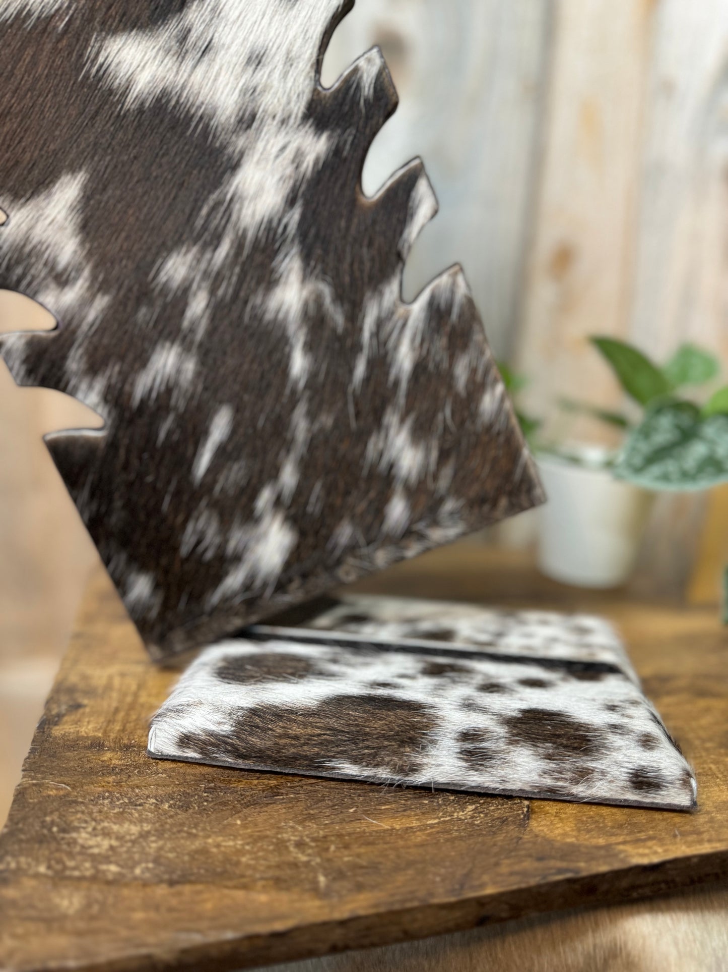 Multiple Necklace Cowhide Display - Dark Brown